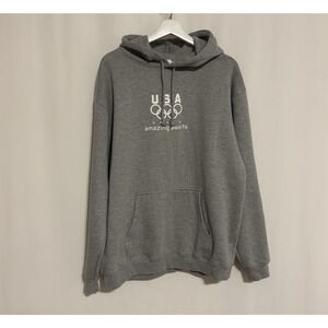 USA Olympic Hoodie Large Mens Gray Sweatshirt Pockets Amazing Awaits